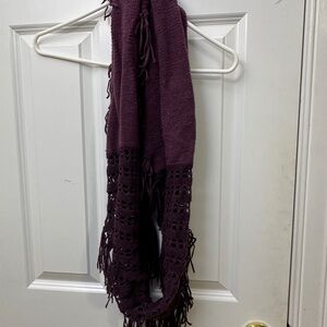 NWOT Purple Textured Infinity scarf with Fringed Edges